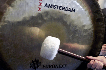de Euronext gong wordt geslagen